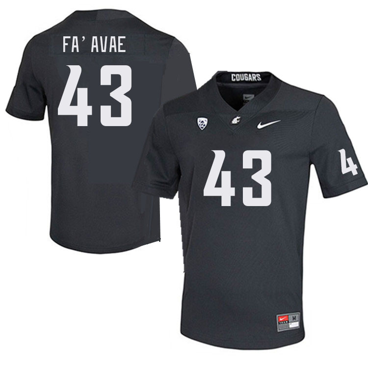 Washington State Cougars #43 Tai Fa'avae College Football Jerseys Stitched Sale-Charcoal